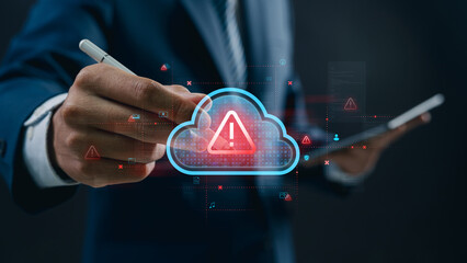 Aufkleber - Cloud Security Alert Interface in Action: Business Use of Data Protection Technology to Manage Threats, Ensure Backup, and Enhance IT Infrastructure for Secure Online Activities.