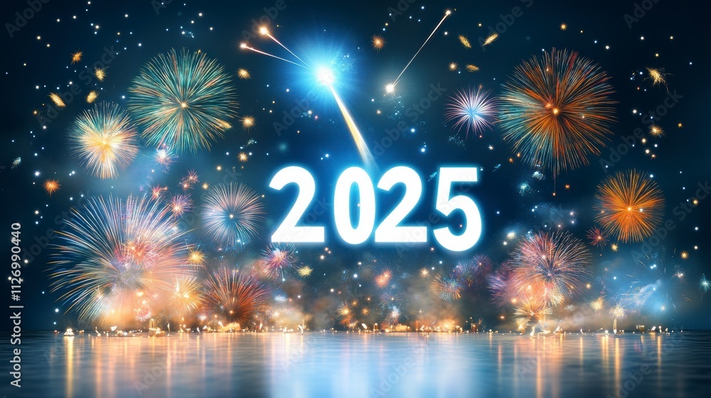 Vibrant New Year Celebration with Fireworks Display Welcoming the Year ...