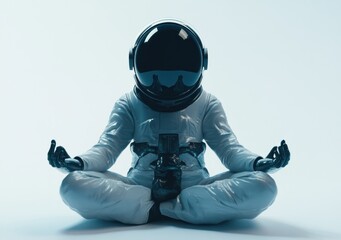 Wall Mural - a serene astronaut meditating in a minimalist environment.