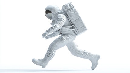 Wall Mural - an astronaut in a white suit appears to be running, showcasing space exploration themes.