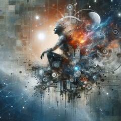 Wall Mural - Mixed Media A unique and experimental artwork created using a co