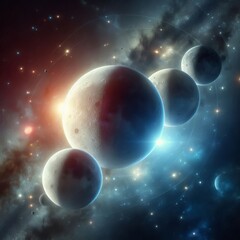Wall Mural - Moons casting shadows on each other