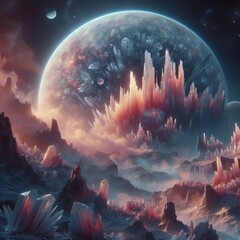 Wall Mural - Moons covered in massive crystal formations
