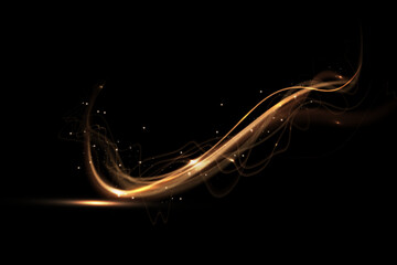 Poster - Golden comet png with sparkling stars and dust. Powder dust light PNG. Magic shining gold dust. Fine, shiny dust bokeh part