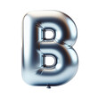 © Leo_Arts - Silver shiny foil balloon alphabet letter B, isolated on transparent cutout PNG