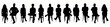 © Curto - front view silhouette of a group of people sitting on a chair with their legs crossed
