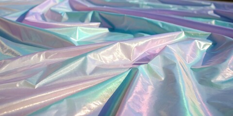Aufkleber - Abstract iridescent fabric with soft, flowing folds reflecting light in a rainbow of pastel colors