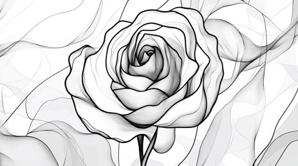 Wall Mural - vector line drawing of a rose in continuous black stroke, symbolizing timeless elegance on a white c