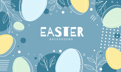 happy easter banner. trendy easter design with typography, eggs in pastel colors. modern minimal sty