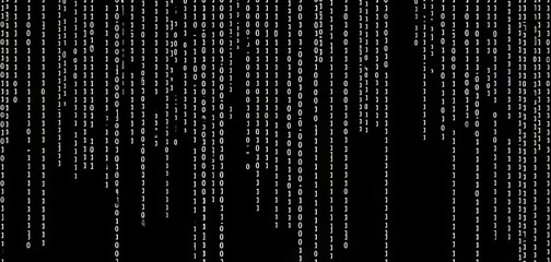 abstract animation of binary code cascading down like digital rain, representing data insights in monochromatic hues