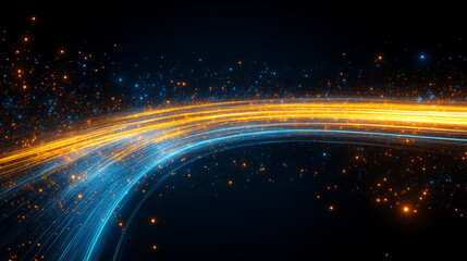 Wall Mural - cosmic flow: a mesmerizing abstract art piece featuring a vibrant, glowing, blue and orange light st