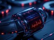 © Arnon  Parnnao - A futuristic smartwatch displaying a vibrant interface with heartbeat graphics and glowing elements, emphasizing health monitoring technology.