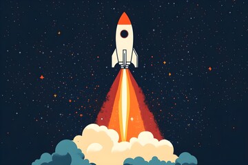 Wall Mural - explore the wonders of space with a detailed illustration of a rocket and celestial bodies, perfect 