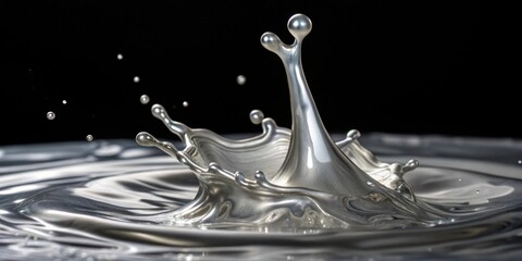 Poster - A single drop of liquid creates a dynamic splash with intricate details, capturing the ephemeral beauty of motion in a still image.