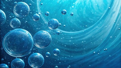 Poster - Abstract Underwater Scene with Floating Bubbles, a Swirling Blue Background and Tiny Specks of Light