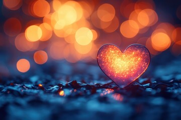 Poster - Colorful heart bokeh background with soft, blurred edges and glowing tones, perfect for romantic visuals.