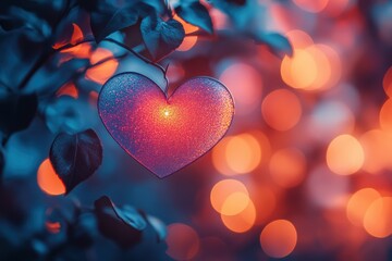 Poster - Colorful heart bokeh background with soft, blurred edges and glowing tones, perfect for romantic visuals.