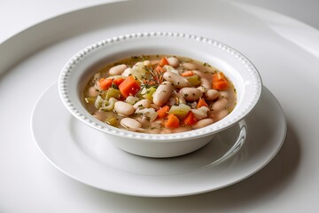 Wall Mural - a plate of fresh bean soup on a white background.