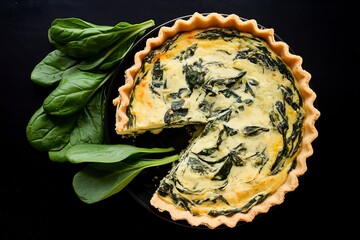 Wall Mural - a plate with a portion of a creamy spinach quiche