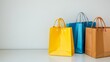 © SHI - Shopping bags neatly arranged on a sleek counter, symbolizing the balance between consumerism and organization in modern retail environments.
