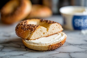 Wall Mural - An isolated shot of a golden-brown bagel that appears to be toasted or grilled