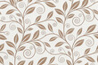 © Marina - Elegant floral pattern with brown leaves and swirls on light background for interior design. Modern color 2025 Mocha Mousse, chocolate shades of Mocha Mousse.