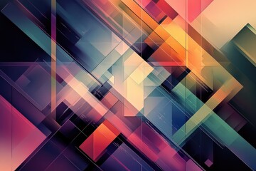 Wall Mural - Abstract Geometric Design Featuring Intersecting Colorful Shapes