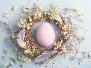 pink easter egg with white flower