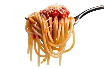 Wall Mural - a forkful of steaming spaghetti with shiny noodles and a hint of tomato sauce