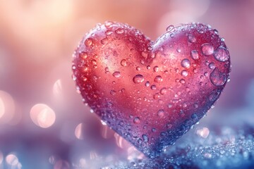 Fototapete - Elegant heart bokeh with colorful gradients and light reflections, perfect for Valentine Day cards.