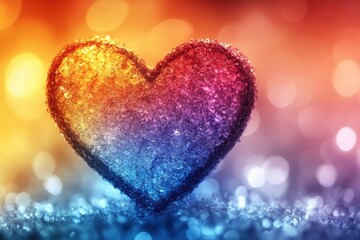 Fototapete - Elegant heart bokeh with colorful gradients and light reflections, perfect for Valentine Day cards.