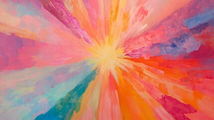 Wall Mural - Abstract Colorful Radiating Paint Strokes Artwork