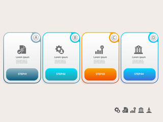 Wall Mural - infographics timeline business workflow report background with business icon 4 steps for presentatio