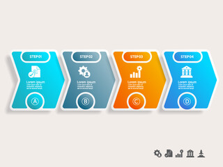 Wall Mural - infographics timeline business workflow report background with business icon 4 steps for presentatio