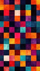 Canvas Print - A vibrant abstract pattern of colorful squares creating a lively, textured visual effect.
