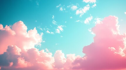 Wall Mural - Pastel Pink Clouds in a Blue Sky