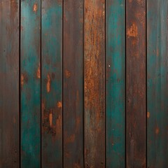 Rustic wooden planks with teal and brown hues in texture