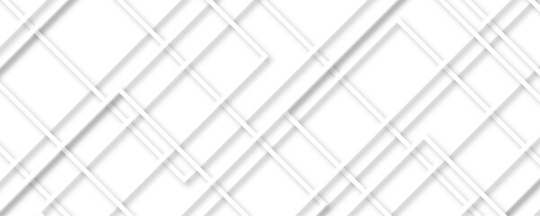 Wall Mural - abstract white and grey geometric overlapping square pattern. abstract background with stripes seaml
