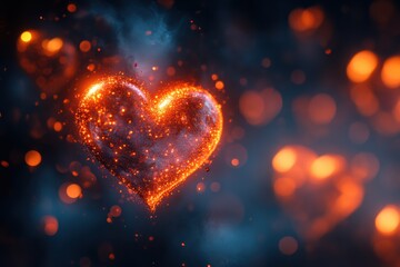 Poster - Interactive light heart bokeh featuring airy patterns and glowing transitions for immersive designs.