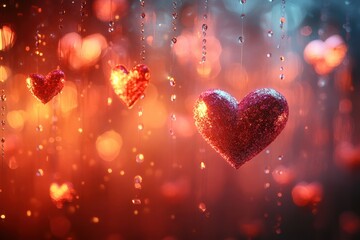 Poster - Interactive light heart bokeh featuring airy patterns and glowing transitions for immersive designs.