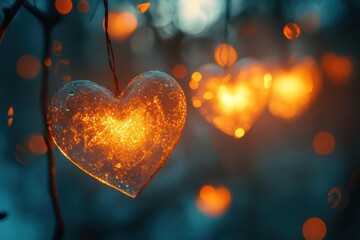 Poster - Light hearts in a bokeh effect with soft focus, blending artistic patterns and subtle highlights.