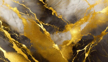 Elegant Gold Abstract Black Marble Background Art A Fluid Ink Texture with Watercolor Patterns for Modern Interior Design and Creative Projects