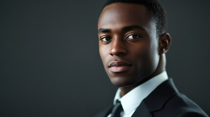 Canvas Print - Confident and professional studio portrait of a young african american businessman in a formal suit and tie