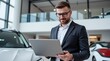 © Анатолий - Self-confident Businessman Explores Options in Modern Car Showroom