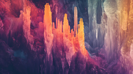 Wall Mural - Ethereal echoes: a symphony of stalactites and stalagmites generative ai. Etherea. Illustration