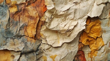 Wall Mural - Textured aged crumpled paper background in warm earthy tones suitable for vintage or artistic design projects