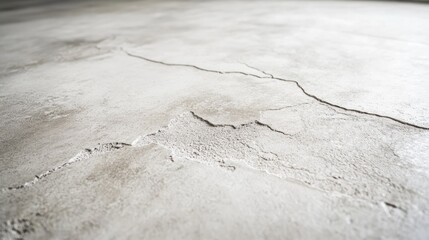 Abstract close-up of cracked concrete floor with grungy texture and visible salt corrosion patterns on weathered surface background