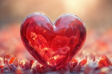 Poster - Romantic heart blur on a warm gradient background, emphasizing love and intimacy in design.