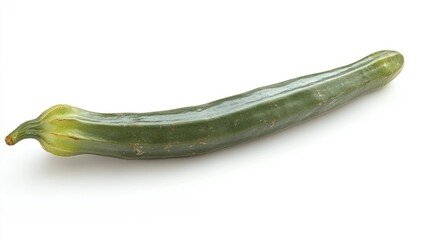 Fresh okra vegetable isolated on a bright white background showcasing its unique shape and vibrant green color for culinary use.