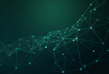 Wall Mural - abstract teal network mesh, interconnected nodes and lines forming a complex structure.
